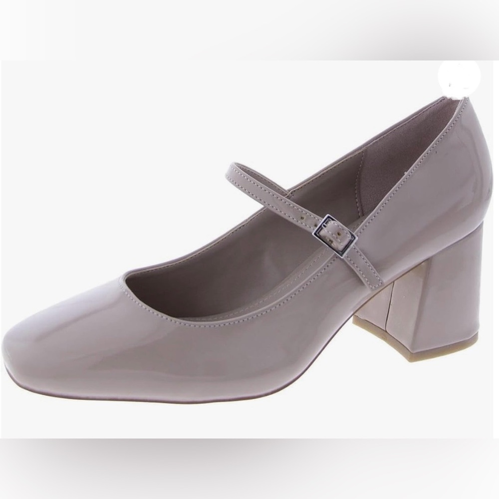 Calvin Klein Cream Heels with Chunky Block Heel and Pointed Toe